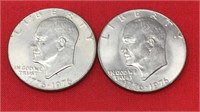 2 Bicentennial D Eisenhower Dollars
