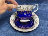 Royal Albert England blue/gold cup & saucer