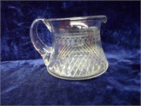 Pressed Glass Water Pitcher With Etched Trim