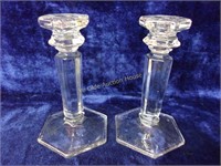 Pair Of Pressed Glass Candlesticks