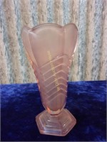 Deco Pink Depression Glass Vase