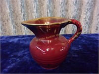Small Burgundy Pitcher with Gold Painted Accents