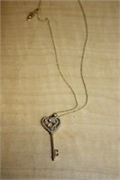 VERMEIL KEY SHAPED PENDANT AND CHAIN