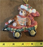 Fitz & Floyd Teddy Bear Wagon 1992 Ornament