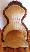 Kimball Victorian High Back Gold Velour Armchair