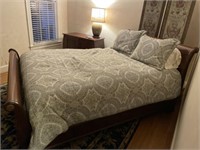 Queen Sized Sleigh Bed and Bedding