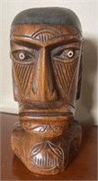 Carved African Bust with Inlaid Eyes 11"