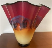 SIgned Michael Nourot Scarlet Nova Vase 2005