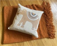 Woven Throw Blanket & Elephant Pillow