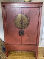 Red Lacquer Oriental Wedding Cabinet