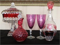 Cranberry & Clear Glass