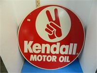 2 SIDED KENDALL MOTOR OIL SIGN - 23 1/4" ROUND