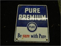 PORCELAIN PURE PREMIUM GAS PUMP SIGN- 12 X 10