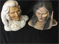 12”  Native American Ceramic Busts