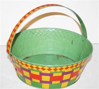 J. Chein & Co Handled Tin Litho Easter Basket 9"D