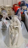 PAIR OF ASIAN LLADROS + PORCELAIN LADY