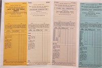 WW2 US 4 Ration Credits Deposit Slips Sale .19W2V4