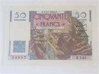 FRANCE Banknote 50 francs,aUNC,similar at $145