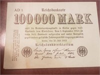 Germany DM 100k  25 July 1923  uniface