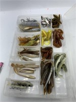 Cabella’s divided plastic bait box with various
