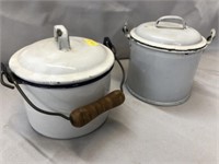 Two Small Enamelware Pails