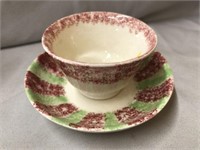 Contemporary Spatterware Handleless Cup and Saucer