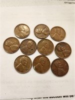 USA 10 Coins Lincoln 1 Penny 1928 to 1956.Hb9A50