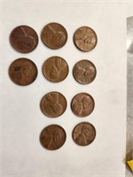 USA 10 coins Lincoln1penny1937to1960.Hb9A52