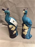 Two Early Japan Porcelain Peafowl Figurines