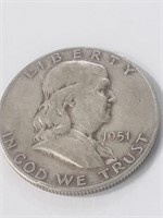 US Silver half dollar Franklin 1951S.Hb9c13