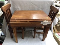 Miniature Drop Leaf Table with 2 Chairs