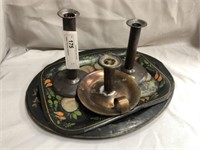 Toleware Trays with Candlesticks