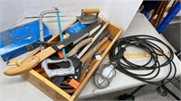 Trouble light, wire brushes, trowel, etc.
