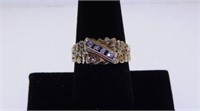 10K yellow gold diamond ring, size 8 3/4