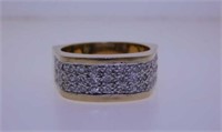14K yellow gold modern diamond ring, size 6 1/4