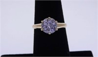 14K yellow gold diamond cluster ring, size 6 1/2