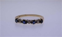 10K yellow gold blue sapphire & diamond ring,