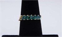 14K yellow gold emerald ring, size 6 3/4,