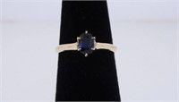 14K yellow gold blue sapphire ring, size 4 1/2