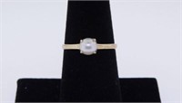 10K yellow gold pearl ring, size 7 1/2
