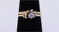 10K yellow gold wedding set: .20 carat diamond