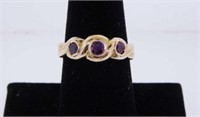 Unmarked yellow gold ruby ring, size 8 1/4