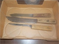3 Wood/Metal Knives, Hudson/Ontario 10,10 & 12"