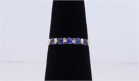10K yellow gold blue sapphire ring, size 4 3/4