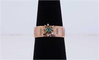 Stamped solid gold yellow gold emerald ring
