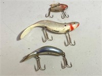 3 Vintage Heddon Fishing Lures