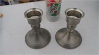 Weighted Pewter Candlestick Holders