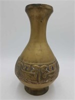 Vintage Brass Vase/Urn With Sculpted Band 10.5" t