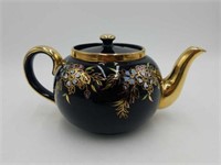Vtg Redware Teapot W Hand Painted Flowers HB8A2
