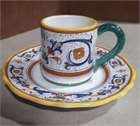 Cama Deruta Italy Hand Painted Mug & Saucer.HB11C2